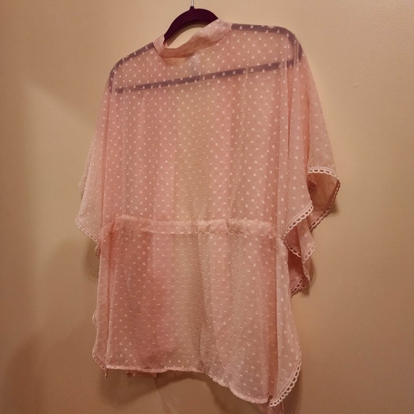Time and Tru Sheer Pink Polka Dot Coverup (No Tie) S/M - Picture 6 of 6